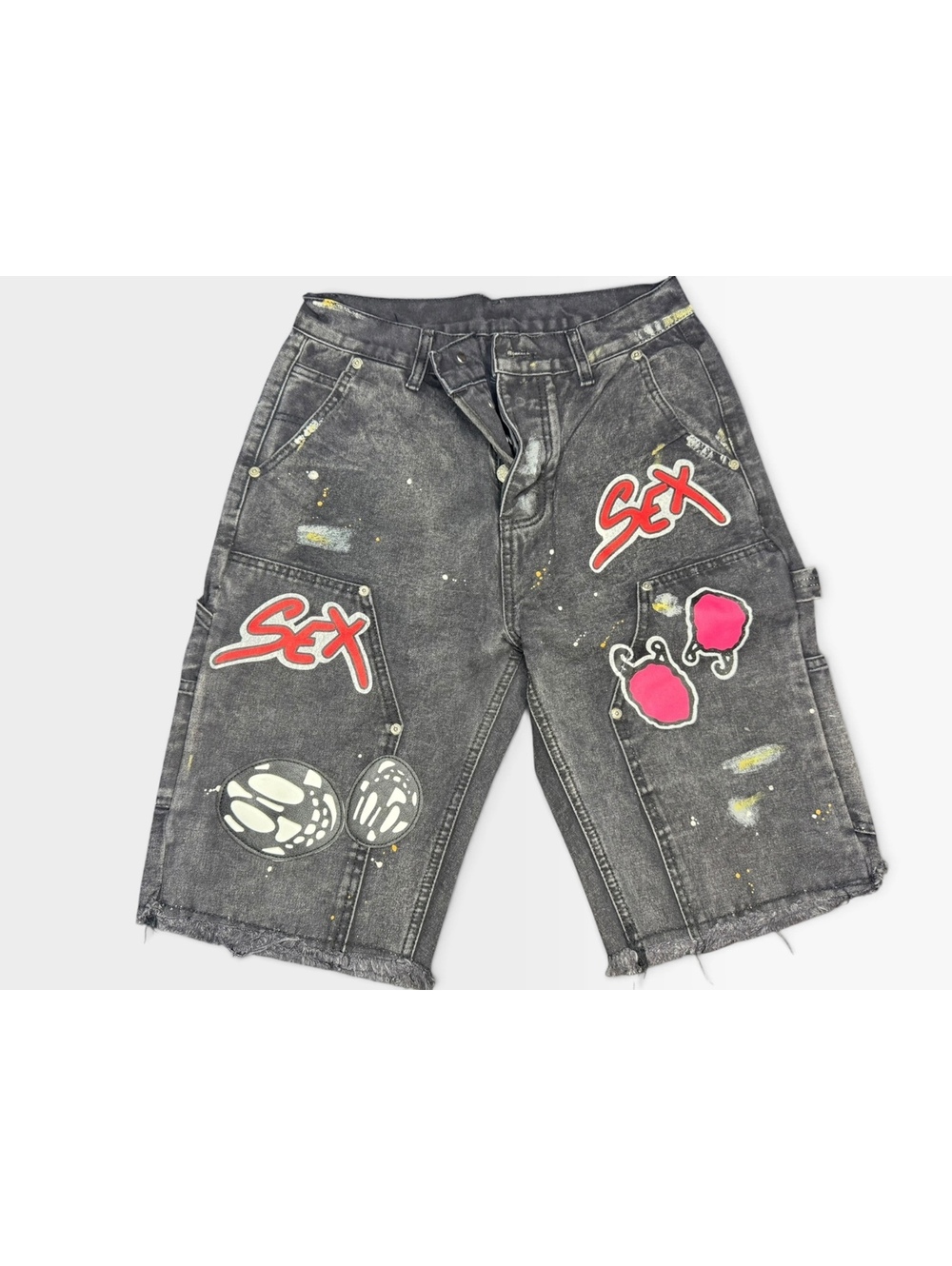 Chrome Hearts Distressed graphic denim shorts
